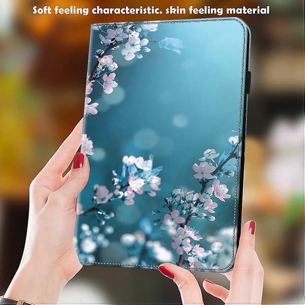 Fodral för Lenovo Tab Plus, mönstrat läder surfplatta skydd med kortfack - Persikoblomma