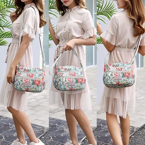 Dam Multi-Pocket Casual Crossbody Handväskor Vattentäta Axelväskor i Nylon