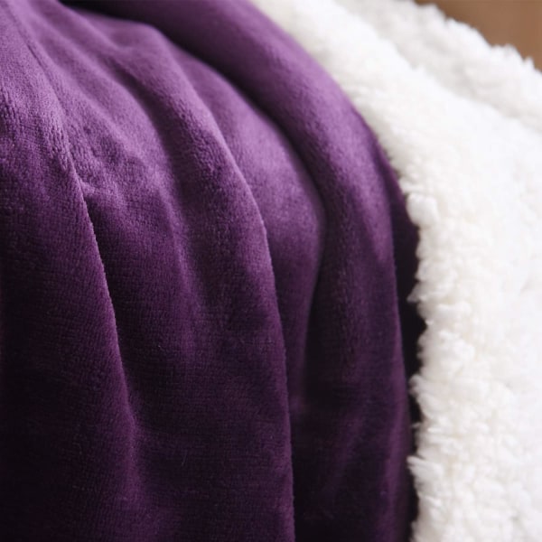 Sherpa Tæppe Varme Tæpper til Vinter Super Blødt Fuzzy Flannel Fleece/Uldlignende Vendbar Fløjl Plys Sofa Tæppe Letvægts Purple 50"x60"