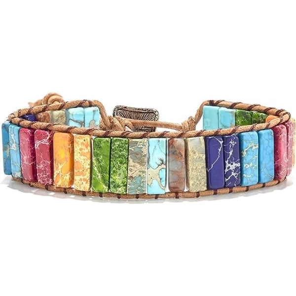 7 Chakra armbånd til kvinder med ægte sten læder wrap helbredende perle armbånd kvinder mænd Boho venskabssmykker