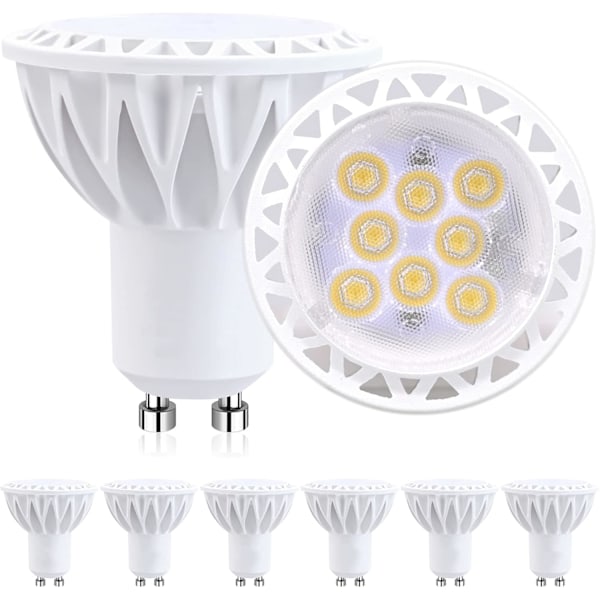 GU10 LED-pærer 2-pinners spotpære 2700/4000/6000K, GU10 LED-pæreerstatning for innfelt skinnespot, 5W, 6-pakning 2700K