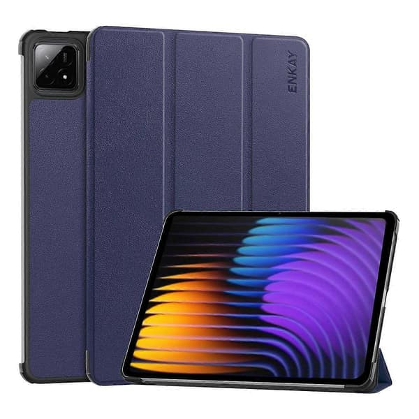 Til Xiaomi Pad 7 Pro/Xiaomi Pad 7 Trifold Stand Cover PU Læder+PC Tablet Case - Mørkeblå