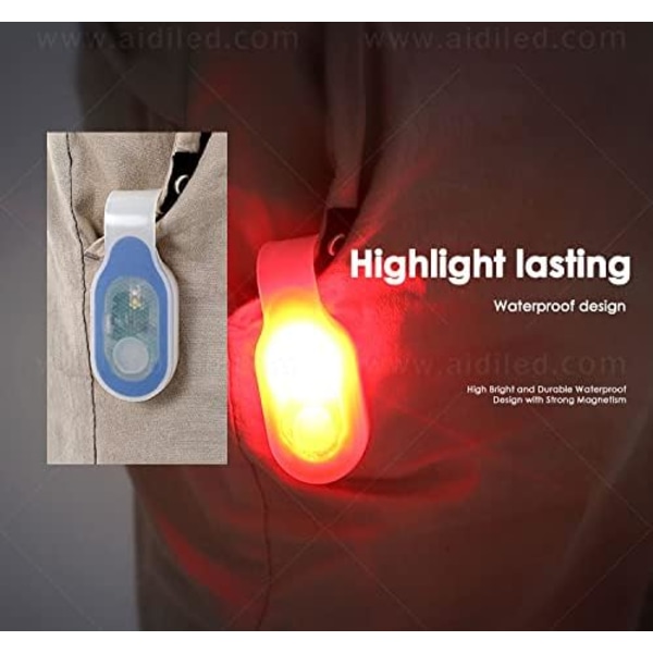 Mini löpljus, vattentät utomhus portabel mini löparljus LED nattlöparklämma på lätt silikonklämmalampa（röd）