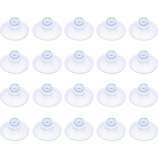 20-pack små transparenta plastsughållare, utan krok, 20 mm
