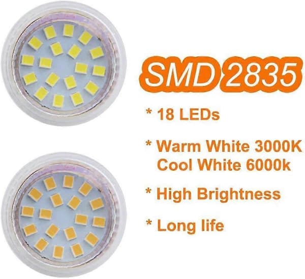 6 st MR11 LED-lampor GU4 Spotlight 3W 18LED Halogen 20W Ej Dimbar Motsvarighet 12V AC/DC (Kallvitt)