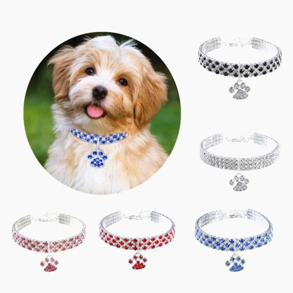 Djurhalsband med diamant, elastiskt hjärtklohänge för bröllop för katt och hund för små husdjur