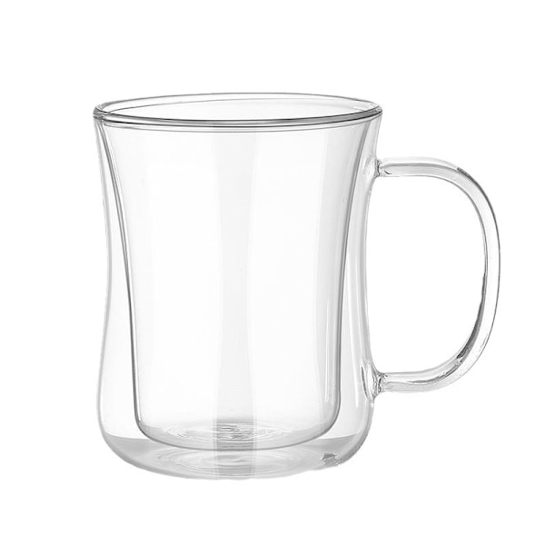 2x420ml Glaskaffemuggar, Dubbelväggiga Glas med Handtag, Borosilikatglas Koppar för Te, Kaffe, Mjölk, Latte, Macchiato Blanco