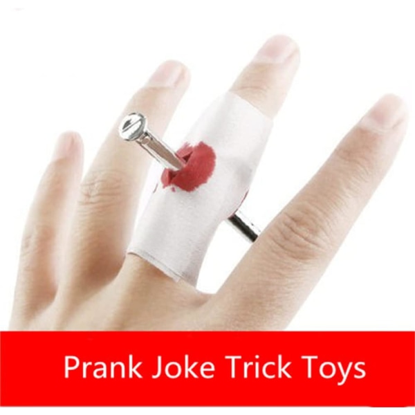 10 förpackningar Kreativ parodi Roliga knep leksaksrekvisita spika genom fingret prank skämt trick leksaker