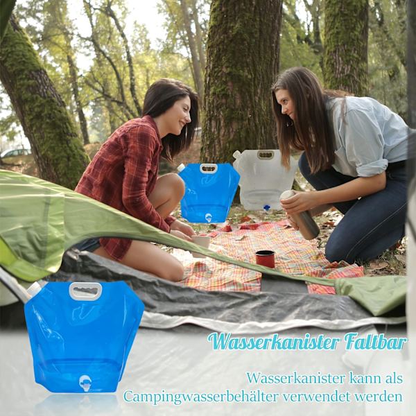 Hopfällbar vattenpåse 10 liter lämplig för nödsituationer, camping, BPA-fri