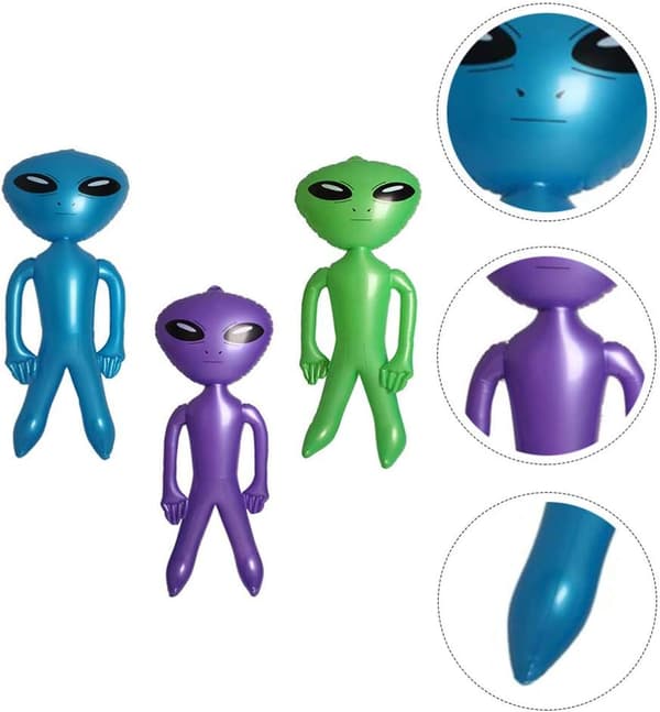 3 stk Alien oppblåsbare leker for gutter og jenter Alien festdekorasjoner Alien rekvisitt