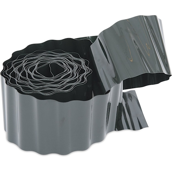 PE/PP Kantlist for hage - 9m x 10cm - Korrugert - For plener, blomsterbed, enger - Grå