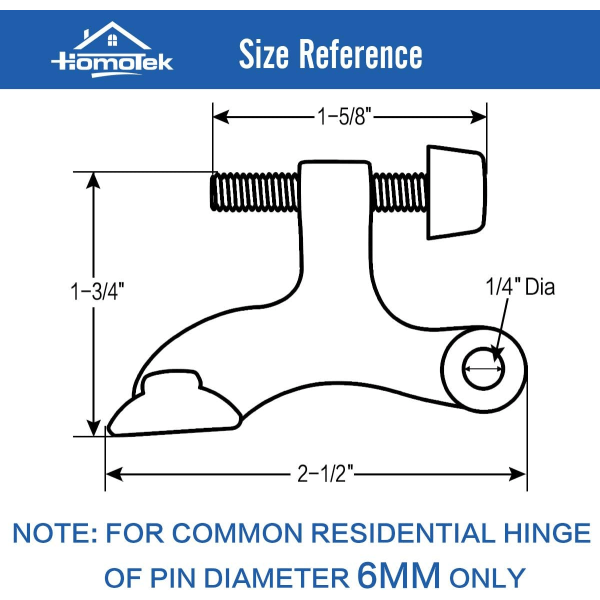 2 stk. hængselsstift sort dørstopper, justerbar deluxe heavy duty dørstopper 2-1/2\"x1-3/4\"