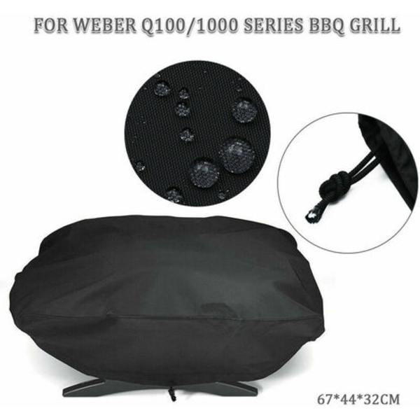 Kaasugrillin BBQ-grillin suojus Weber Baby Q-, Q100- ja Q1000-kaasugrilleihin, musta