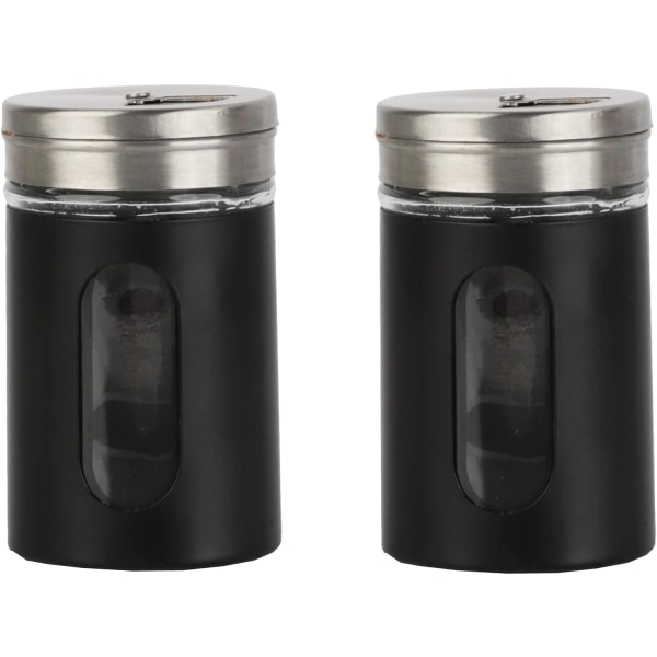 Black Salt Peppar Shakers Retro Kryddburkar Glas - Set med 2