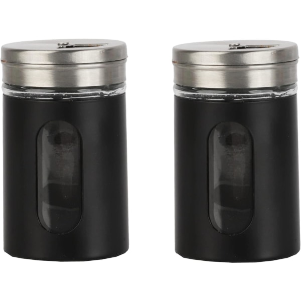 Svart salt- og pepperbøsse i retro krydderglass - sett med 2