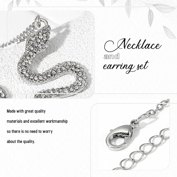 Smyckeset Orm Rhinestone Hänge Halsband och Örhängen Set för Kvinnor och Flickor