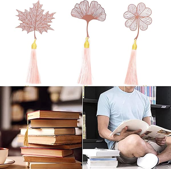 Pack Metallblad Bokmärken, Tassel Bokmärken