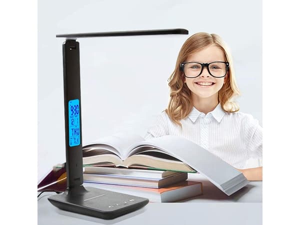 LED-lampe / bordlampe med trådløs QI-lader - skrivebordslampe
