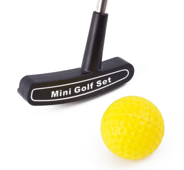 Golfset putter + 4 bollar