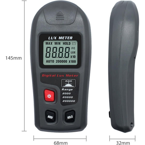20000 FC/200000 Digital Ljusmätare Handhållen Digital Illuminans Fotometer LCD Illuminans Luminometer Ljus Tester Mätare för Skola Familj etc