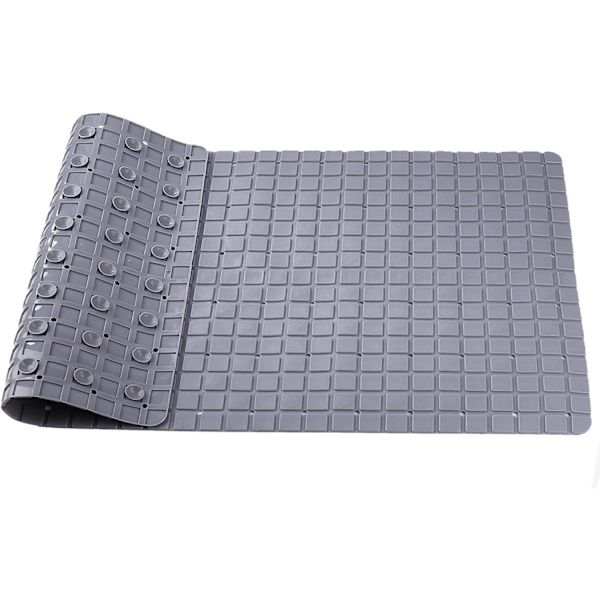 Halkskyddad duschmatta badkarsmatta med sugkopp/dräneringshål för badkar och duschar, mögelbeständig golvmatta, lång 70 x 40 cm grå