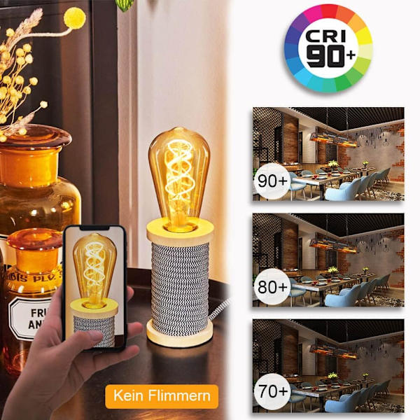 LED E27 Retro Spiral Keramikglödtråd, Dimbar E27 Retrolampa 4W Varmvitt, Mjukt Ljus, E27 Retro Edison Bärnstenslampa för Vardagsrum, Sovrum