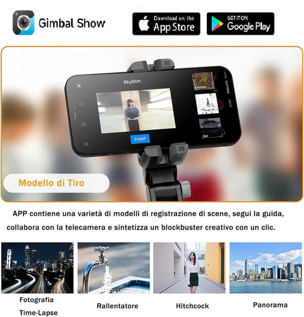 Smartphone Stabilisator, Bluetooth Fjernbetjening til Vlogging, YouTube, Live Video Kompatibel med iPhone/Android (Sort)