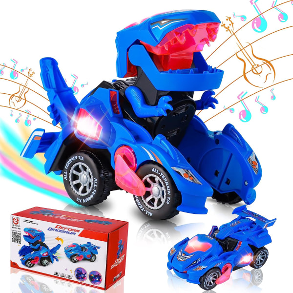 Transforming Dinosaur Car Leksaker, Transforming Dinosaur LED Car med ljus och musik