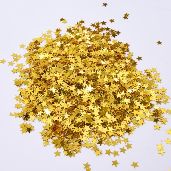 Folie stjärnpaljetter för festbröllopsdekor, 30 g/1 oz (guld) 10 mm