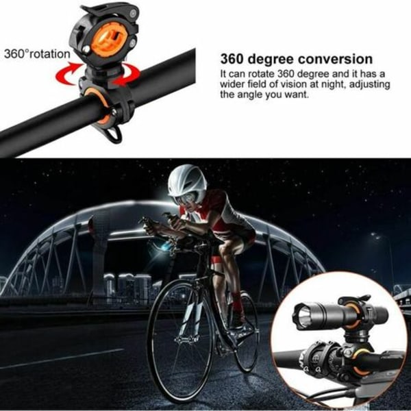 2-pack cykelficklampa hållare - 360° rotation - justerbar styrfäste för cykellampor