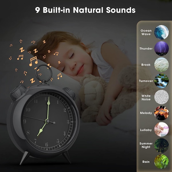 Väckarklocka Bluetooth högtalare Smart med 9 Nature Voice Sound Machine Timer Alarm FM-radio