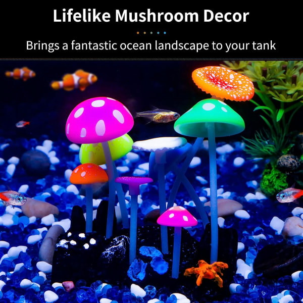 Glödeffekt konstgjord svamp Aqua Plant Dekoration Fish Tank Landskap dekorativ prydnad