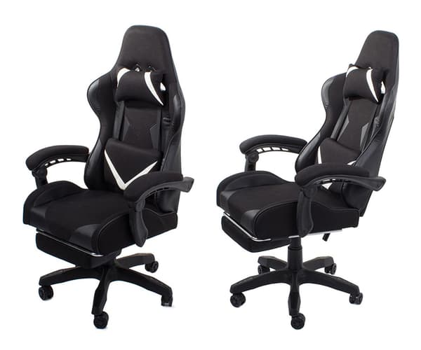 Gamingstol med fotskammel og puter - Justerbar 150 kg