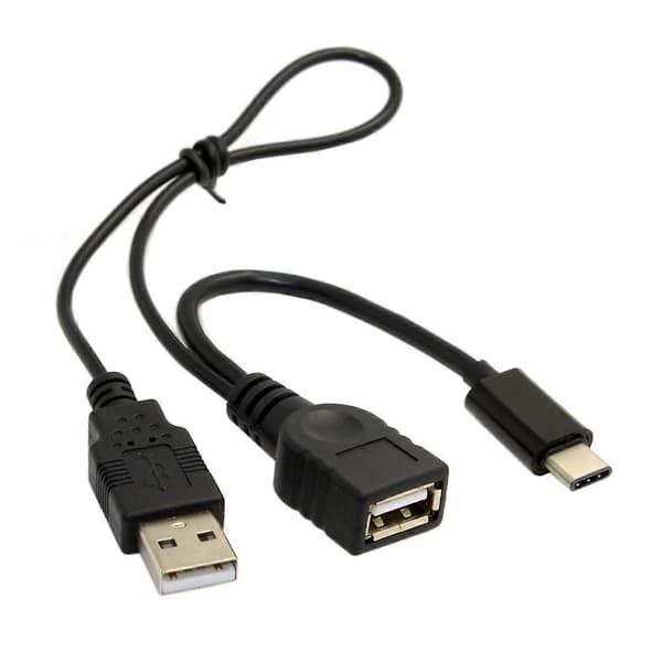 USB 3.1 Type-C till USB 2.0 Hona OTG Datakabel med Extra Ström - Svart