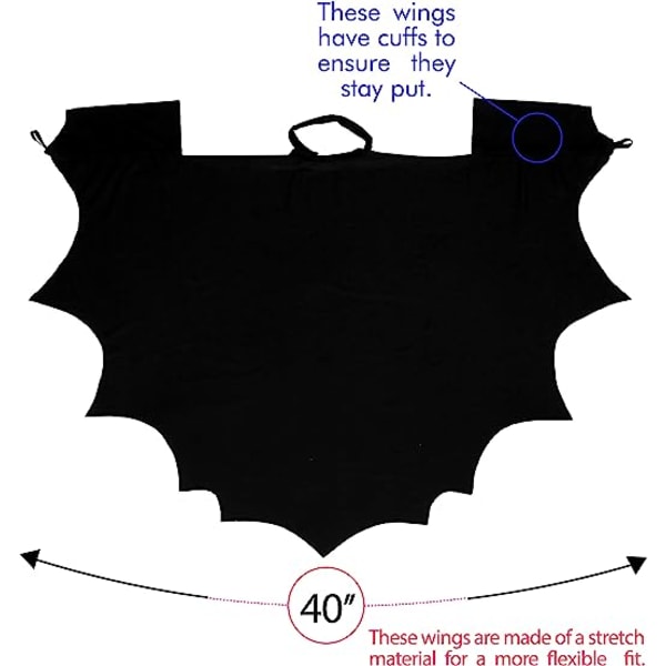 Kostymtillbehör - Black Wing Set Dress Up Accessoarer för drak-, vampyr- eller fladdermuskostymer