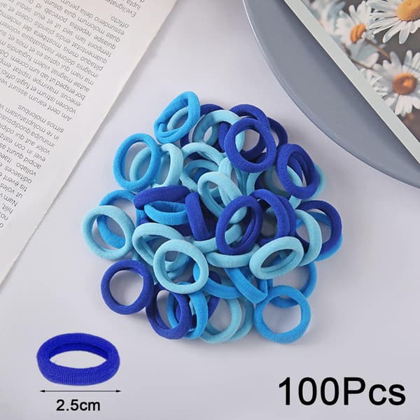 100 stk. elastiske hårbånd, elastiske hårbånd, hårelastikker, 2,5 mm hårbånd, hårelastikker til piger (blå)