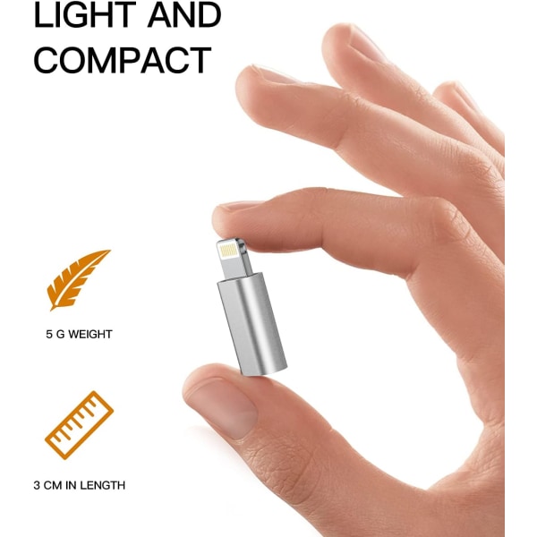 3Pack, Kompatibel för Lightning till Hane Micro USB Hona Adapter Kompatibel för Ipad Air Laddningskabel Power