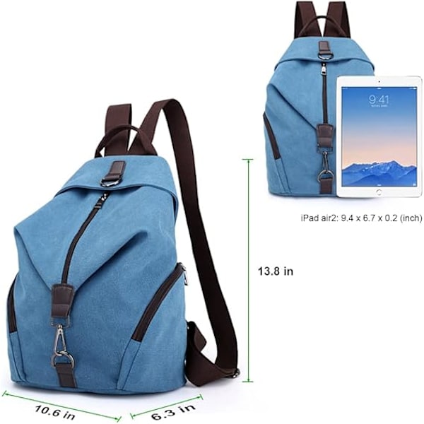 Avslappet Canvas Ryggsekk for Damer Reise Stor Kapasitet Avslappet Veske Kvinners Ryggsekk for Ferie Camping Reise Vandring