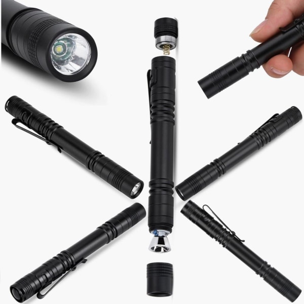 2 stk. LED-pennelys Pennelys, Super Bright Mini Lommelygte, Taktisk Lommelygte, Lommelygte med Klips,