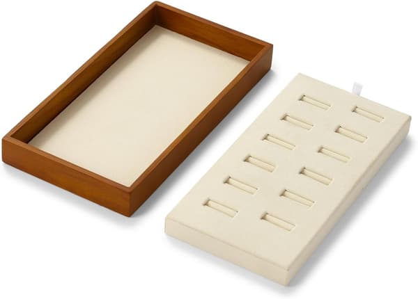 Solis Træ Smykke Displaybakker 12 Slots Ring Organizer Bakker (Beige) Verde