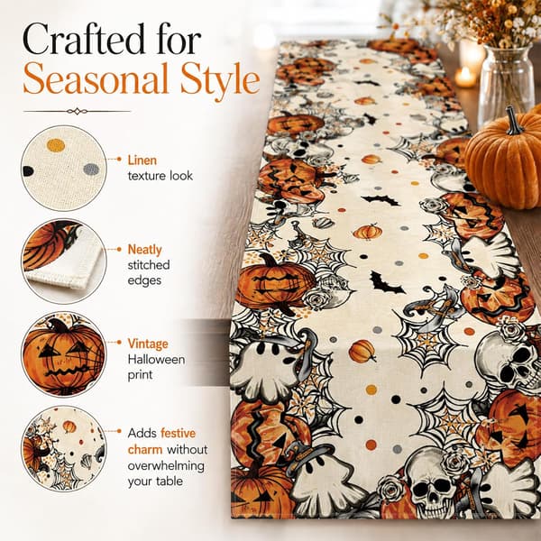 Halloween Dekorationer Bordsduk Pumpa Spöke Skelett Stil 30x180cm