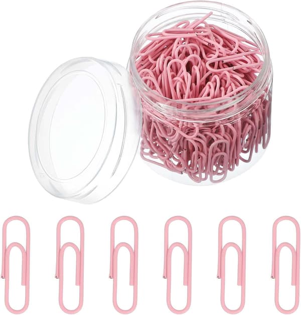 200 stk binders, 28 mm binders søte metallklips rustfrie sterke holdbare i bulk for kontor, rosa Pink