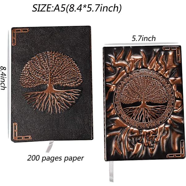 Træjournal, skrivejournal, A5 linjeret journal, 200 sider, gave til forfattere og rejsende, mænd eller kvinder Elephant(Red Bronze) 8.4x5.7In