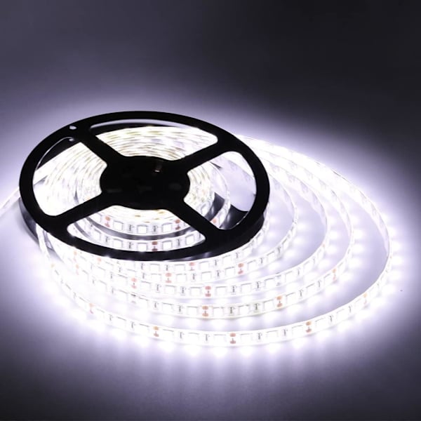 Joustavat LED-nauhat, vedenpitävät, 12 voltin LED-nauhat, 16,4 jalkaa/5 m, joulu-/juhla-/sisä-/ulkokoristeluun (valkoinen)