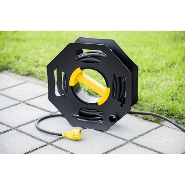 Caravan Kabeltrommel, Manuell, Tom, for Camping og Husholdning, opptil 25 m Kabel, Plast, Svart og Gul