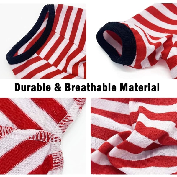 2-pack hundtröja husdjurskläder bomull randig kläder, hund andningsbar mjuk tröja för små medelstora stora hundar Black*1 & Red*1 Medium