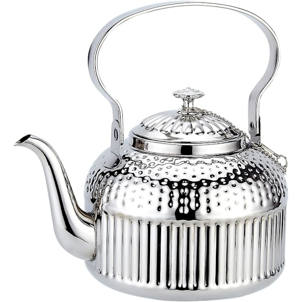 1400ml Rustfrit Stål Tekande med Infuser, Antik, Velegnet til Induktion eller Gasblus