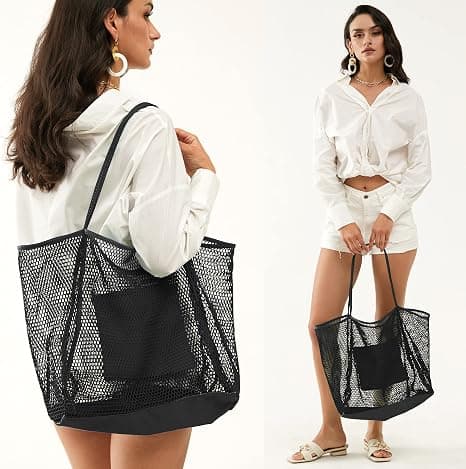 Mesh Strand Tote Dame Skulder Håndtaske