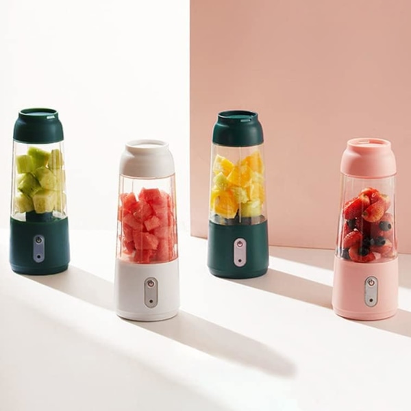 USB-käyttöinen sähkömehumaija, 300 ml:n miniruokasekoitin, monitoiminen mehukupin kone, 304 ruostumaton teräs ja ABS-materiaali, vaaleanpunainen