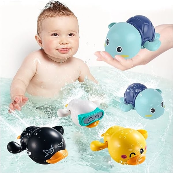 Toddler badelegetøj Legetøj til badekar med urværk Legetøj til babypool Vandlegetøj Fire stykker